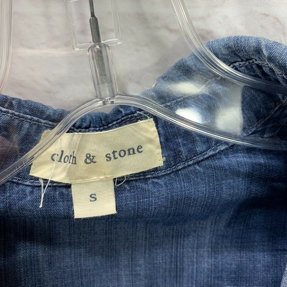 Cloth And Stone Denim Shirt Roll Tab Sleeve Tencel - Picture 4 of 10
